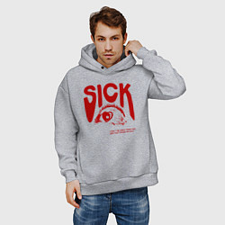 Толстовка оверсайз мужская Sick i cant away from you red, цвет: меланж — фото 2