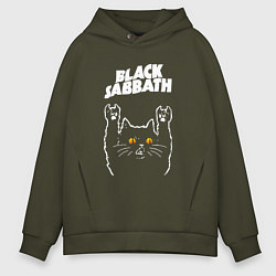 Толстовка оверсайз мужская Black Sabbath rock cat, цвет: хаки