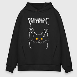Толстовка оверсайз мужская Bullet For My Valentine rock cat, цвет: черный