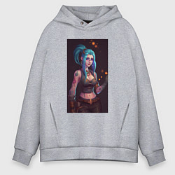 Толстовка оверсайз мужская Arcane league of legends Jinx, цвет: меланж