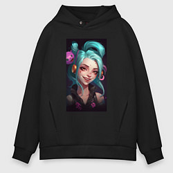 Толстовка оверсайз мужская Jinx art Arcane League of Legends, цвет: черный