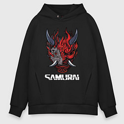 Толстовка оверсайз мужская Samurai logo, цвет: черный
