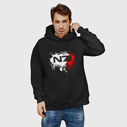 Толстовка оверсайз мужская Mass Effect N7 - shooter - logo, цвет: черный — фото 2