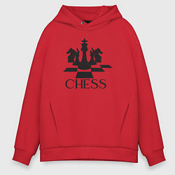 Толстовка оверсайз мужская Chess play, цвет: красный