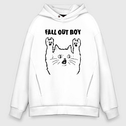 Толстовка оверсайз мужская Fall Out Boy - rock cat, цвет: белый