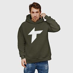 Толстовка оверсайз мужская Thunder awaken logo, цвет: хаки — фото 2