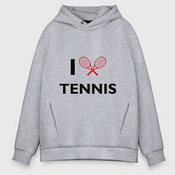 Толстовка оверсайз мужская I Love Tennis цвета меланж — фото 1