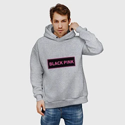 Толстовка оверсайз мужская Логотип Блек Пинк, цвет: меланж — фото 2