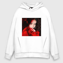 Толстовка оверсайз мужская Blackpink Jisoo in red, цвет: белый