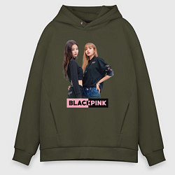 Толстовка оверсайз мужская Blackpink kpop, цвет: хаки