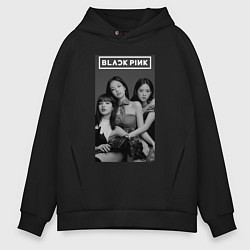 Толстовка оверсайз мужская Blackpink black and white, цвет: черный