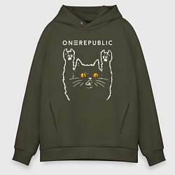 Толстовка оверсайз мужская OneRepublic rock cat, цвет: хаки