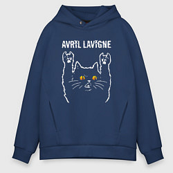 Толстовка оверсайз мужская Avril Lavigne rock cat, цвет: тёмно-синий