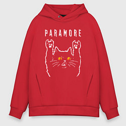 Толстовка оверсайз мужская Paramore rock cat, цвет: красный