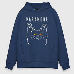 Толстовка оверсайз мужская Paramore rock cat, цвет: тёмно-синий