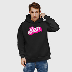Толстовка оверсайз мужская Логотип розовый Кен, цвет: черный — фото 2
