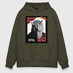 Толстовка оверсайз мужская Rap god, цвет: хаки