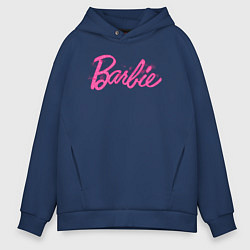 Толстовка оверсайз мужская Блестящий логотип Барби, цвет: тёмно-синий