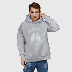 Толстовка оверсайз мужская Boxing fighter, цвет: меланж — фото 2
