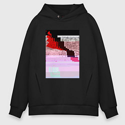 Толстовка оверсайз мужская Abstract glitch, цвет: черный
