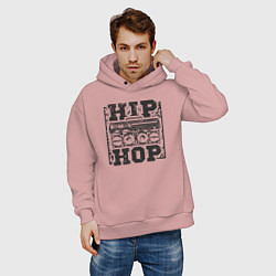 Толстовка оверсайз мужская Хип хоп стиль, цвет: пыльно-розовый — фото 2