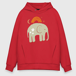 Толстовка оверсайз мужская Elephants world, цвет: красный