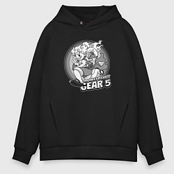 Толстовка оверсайз мужская Луффи - gear 5 - старый мультик, цвет: черный