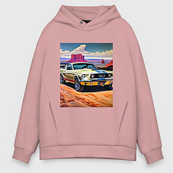 Толстовка оверсайз мужская Авто Мустанг, цвет: пыльно-розовый