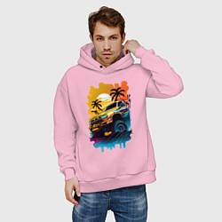 Толстовка оверсайз мужская Монстр трак, цвет: светло-розовый — фото 2