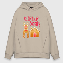 Толстовка оверсайз мужская Рождественское печенье, цвет: миндальный
