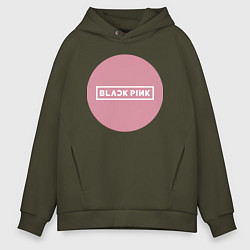 Толстовка оверсайз мужская Black pink - emblem - group, цвет: хаки