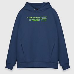 Толстовка оверсайз мужская Counter strike 2 green logo, цвет: тёмно-синий