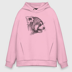 Толстовка оверсайз мужская Красная панда злобная, цвет: светло-розовый