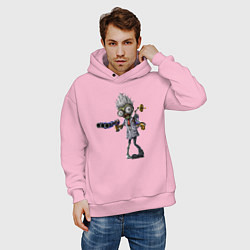 Толстовка оверсайз мужская Зомби-учёный, цвет: светло-розовый — фото 2