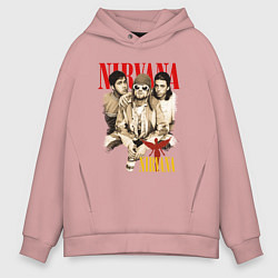 Толстовка оверсайз мужская Nirvana rock band, цвет: пыльно-розовый