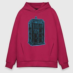Толстовка оверсайз мужская Black tardis, цвет: маджента