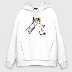 Толстовка оверсайз мужская Time to drink, цвет: белый