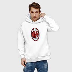 Толстовка оверсайз мужская Футбольный клуб Milan, цвет: белый — фото 2