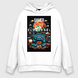 Толстовка оверсайз мужская Геймер old school, цвет: белый
