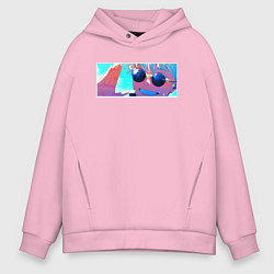 Толстовка оверсайз мужская Сатору годжо в очках, цвет: светло-розовый