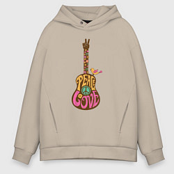 Толстовка оверсайз мужская Peace guitar, цвет: миндальный