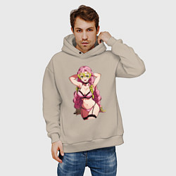 Толстовка оверсайз мужская Мицури Канроджу из Клинка, цвет: миндальный — фото 2