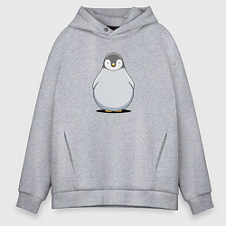 Толстовка оверсайз мужская Птенец пингвина мультяшный, цвет: меланж