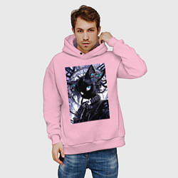 Толстовка оверсайз мужская Кибер кисуля - нейросеть, цвет: светло-розовый — фото 2