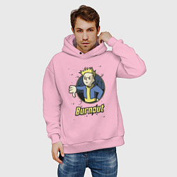 Толстовка оверсайз мужская Burnout - vault boy, цвет: светло-розовый — фото 2