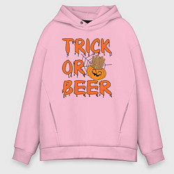 Толстовка оверсайз мужская Trick or beer, цвет: светло-розовый