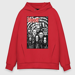 Толстовка оверсайз мужская Slipknot - all comix style, цвет: красный