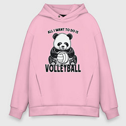 Толстовка оверсайз мужская Panda volleyball, цвет: светло-розовый