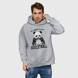 Толстовка оверсайз мужская Panda volleyball, цвет: меланж — фото 2