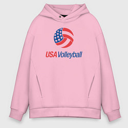 Толстовка оверсайз мужская Волейбол Америки, цвет: светло-розовый